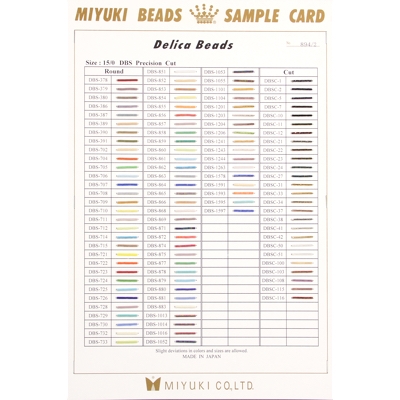 CARD 894:  Miyuki Sample Card 15/0 Precision Cut Delicas (894/1, 894/2, 894/3) - CARD 894