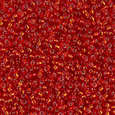 11-10:  HALF PACK 11/0 Silverlined Flame Red Miyuki Seed Bead approx 125 grams - 11-10_1/2pk