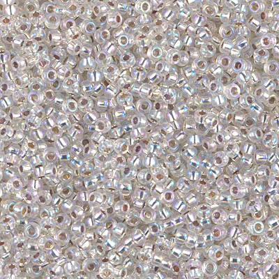 11-1001:  HALF PACK 11/0 Silverlined Crystal AB Miyuki Seed Bead approx 125 grams - 11-1001_1/2pk