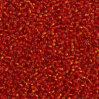 15-10:  HALF PACK 15/0 Silverlined Flame Red  Miyuki Seed Bead approx 125 grams - 15-10_1/2pk