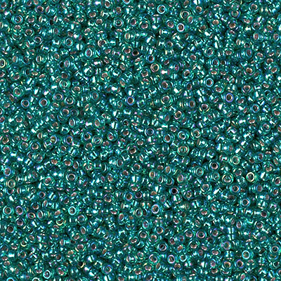 15-1017:  HALF PACK 15/0 Silverlined Emerald AB Miyuki Seed Bead approx 125 grams - 15-1017_1/2pk