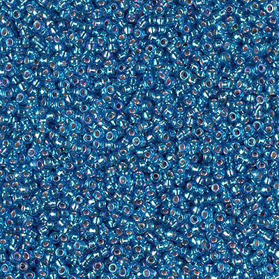 15-1025:  HALF PACK 15/0 Silverlined Capri Blue AB Miyuki Seed Bead approx 125 grams - 15-1025_1/2pk