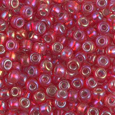 6-1010:  HALF PACK 6/0 Silverlined Flame Red AB Miyuki Seed Bead approx 125 grams - 6-1010_1/2pk
