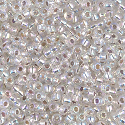 8-1001:  HALF PACK 8/0 Silverlined Crystal AB Miyuki Seed Bead approx 125 grams - 8-1001_1/2pk