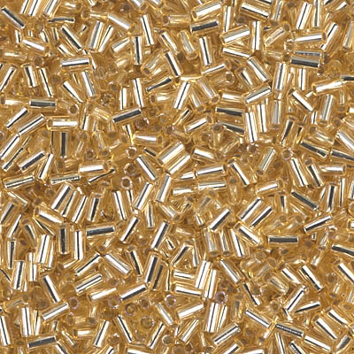 BGL1-003:  HALF PACK 3mm Miyuki Bugle Bead Silverlined Gold approx 125 grams - BGL1-003_1/2pk