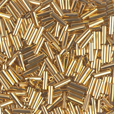 BGL2-191: HALF PACK 6mm Miyuki Bugle Bead 24kt Gold Plated approx 25 grams - BGL2-191_1/2pk
