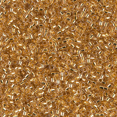 DB0033:  HALF PACK 24kt Gold Lined Crystal 11/0 Miyuki Delica Bead 25 grams - DB0033_1/2pk