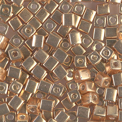 SB-1052:  HALF PACK Miyuki 4mm Square Bead Galvanized Gold approx 125 grams - SB-1052_1/2pk