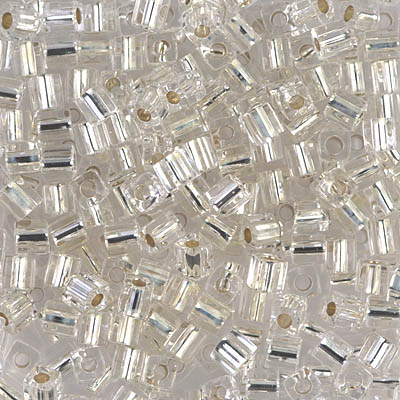SB3-1:  HALF PACK Miyuki 3mm Square Bead Silverlined Crystal approx 125 grams - SB3-1_1/2pk