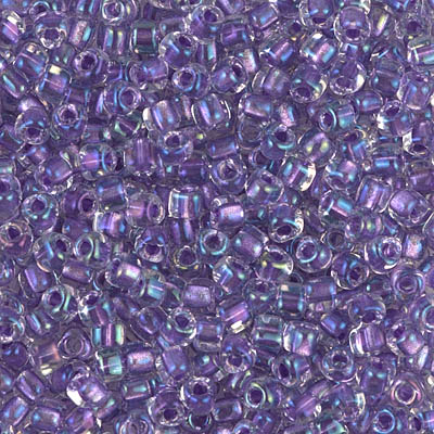 TR8-1138:  HALF PACK Miyuki 8/0 Triangle Sparkling Lilac Lined Crystal AB approx 125 grams - TR8-1138_1/2pk