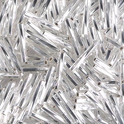 TW2012-1:  HALF PACK Miyuki 2x12mm Twisted Bugle Bead Silverlined Crystal approx 125 grams - TW2012-1_1/2pk