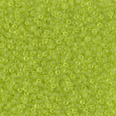 15-143F:  15/0 Matte Transparent Chartreuse Miyuki Seed Bead 