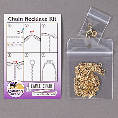 4x3mm Flat Cable Chain Kit - Gold Plated - KIT-06-GP