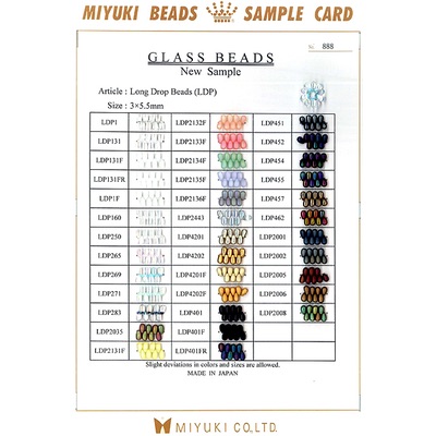 LDP-CARD-1:  Miyuki Long Drop Beads Sample Card (888) (LDP) 
